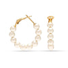 925 Sterling Silver Small Pearl Hoop Earring Gold Plated Round Pearl Earrings Women and Girls