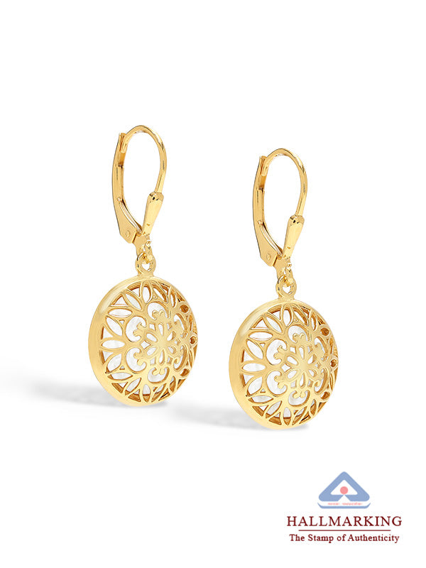Gold Mother-of-Pearl Leverback Earrings