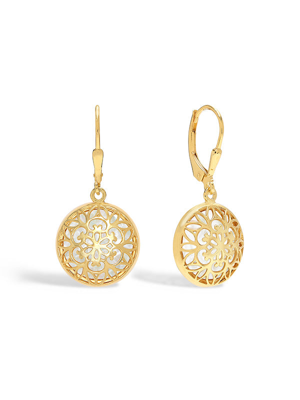 Gold Mother-of-Pearl Leverback Earrings