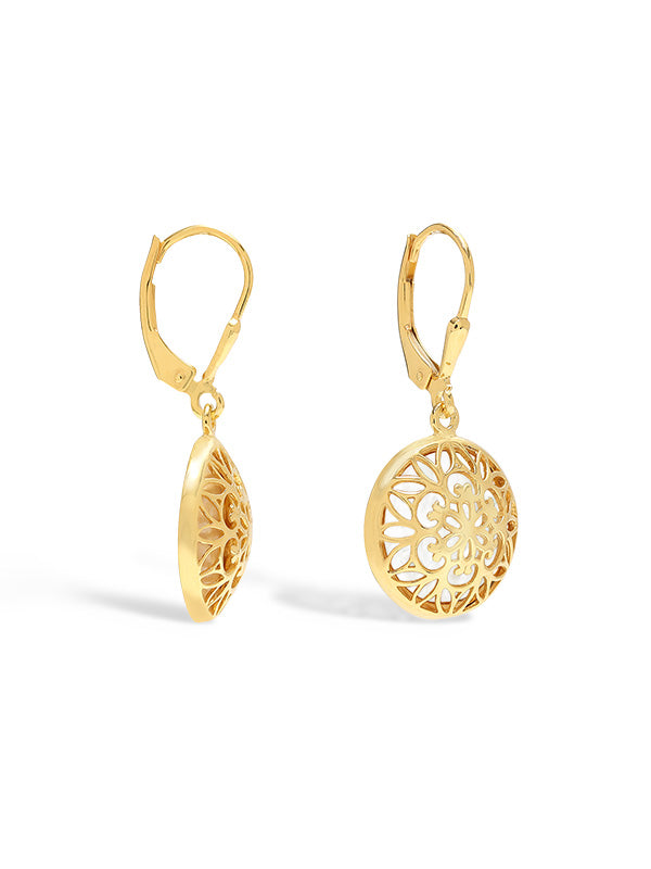 Gold Mother-of-Pearl Leverback Earrings