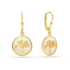 925 Sterling Silver 18K Gold-Plated Mother of Pearl Tree of Life Leverback Dangler Earrings for Women Teen