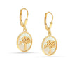 925 Sterling Silver 18K Gold-Plated Mother of Pearl Tree of Life Leverback Dangler Earrings for Women Teen