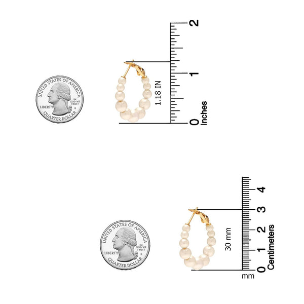 925 Sterling Silver 18k Gold-Plated Hypoallergenic Drop Pearl Hoop Earrings for Women