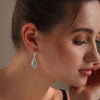 925 Sterling Silve Created Green Turquoise Teardrop Filigree Leverback Drop Dangle Earrings for Women