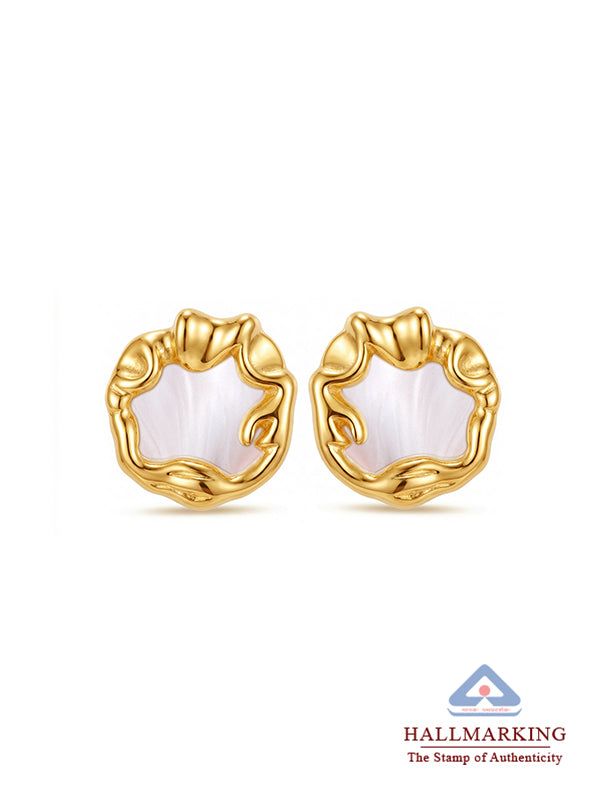 Amara Gold Mother of Pearl Round Studs