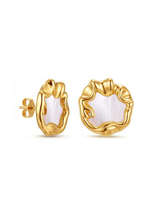 Amara Gold Mother of Pearl Round Studs