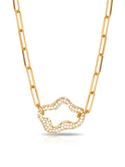 Wavy Studded Paper Clip Statement Necklace for Women