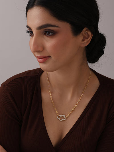 Wavy Studded Paper Clip Statement Necklace for Women