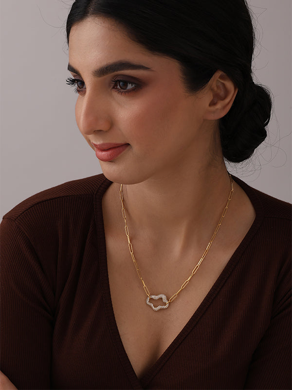 Wavy Studded Paper Clip Statement Necklace for Women