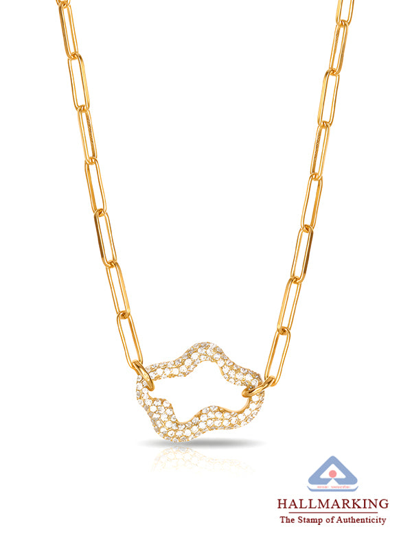 Wavy Studded Paper Clip Statement Necklace for Women