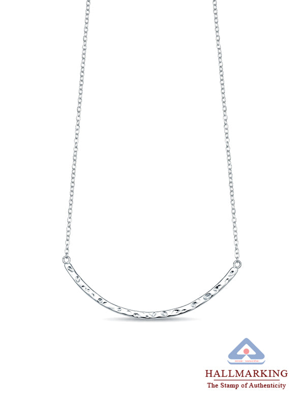 Silver Arc Hammered Bar Necklace