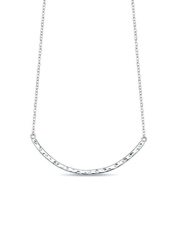 Silver Arc Hammered Bar Necklace