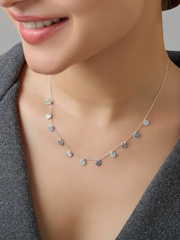 Celeste Hammered Disc Charm Necklace