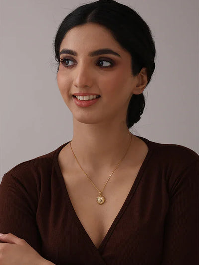 Evara Mop Gold Plated  Pendant with chain Necklace for Women