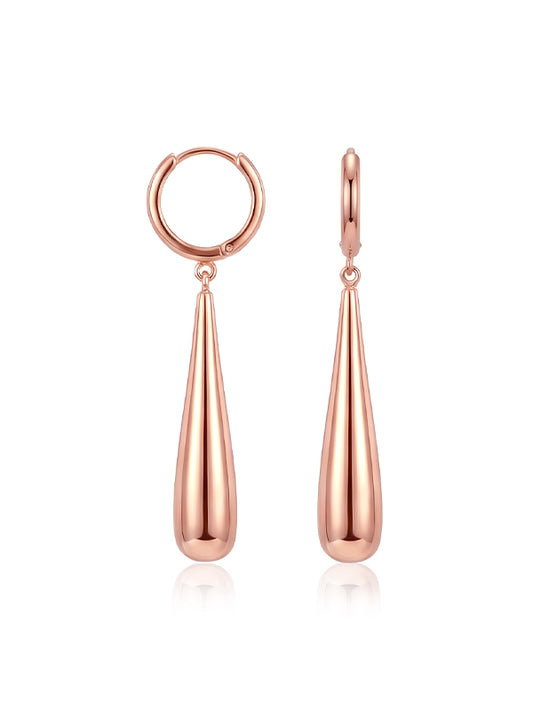 Drop Shape Sculptural Hoops in Rose Gold