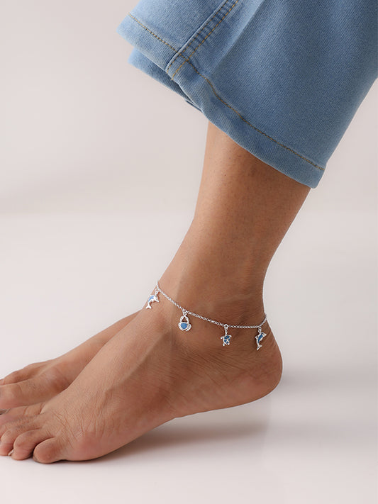 Ocean Whisper Blue Opal Sea Charm Anklet