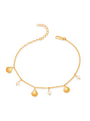 Golden Tide Pearl Seashell Anklet