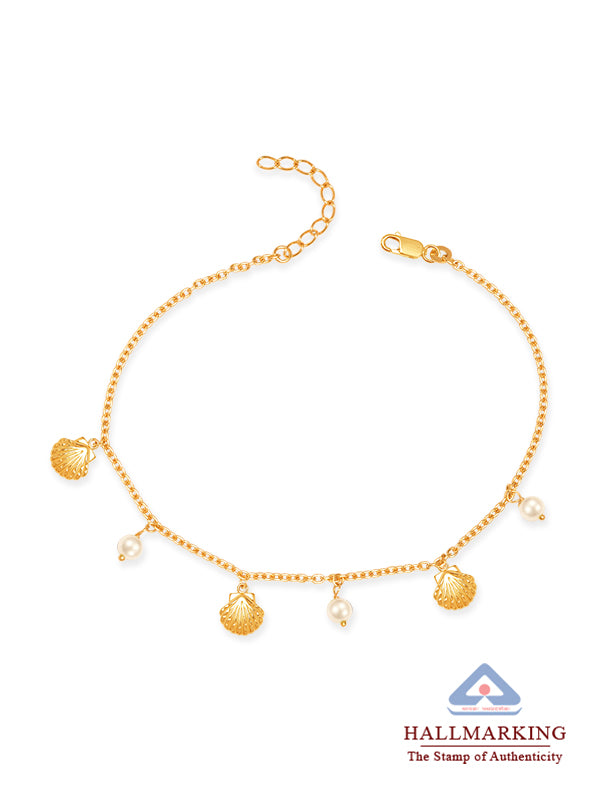 Golden Tide Pearl Seashell Anklet