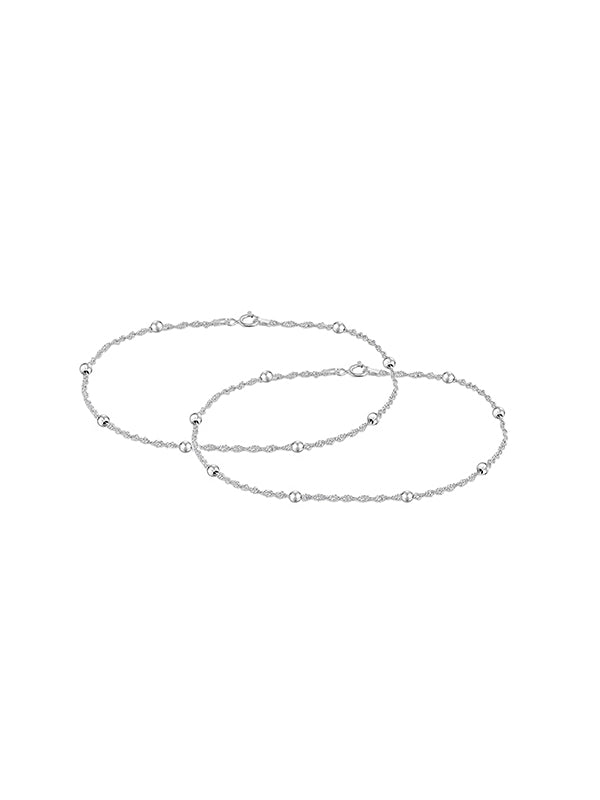 Silver Glint Beaded Chain Anklet