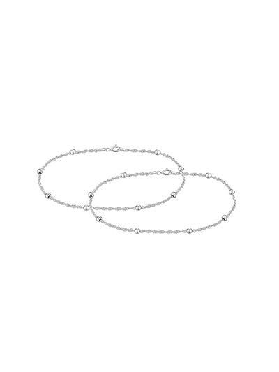 Silver Glint Beaded Chain Anklet