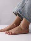 Silver Glint Beaded Chain Anklet