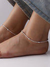 Silver Glint Beaded Chain Anklet