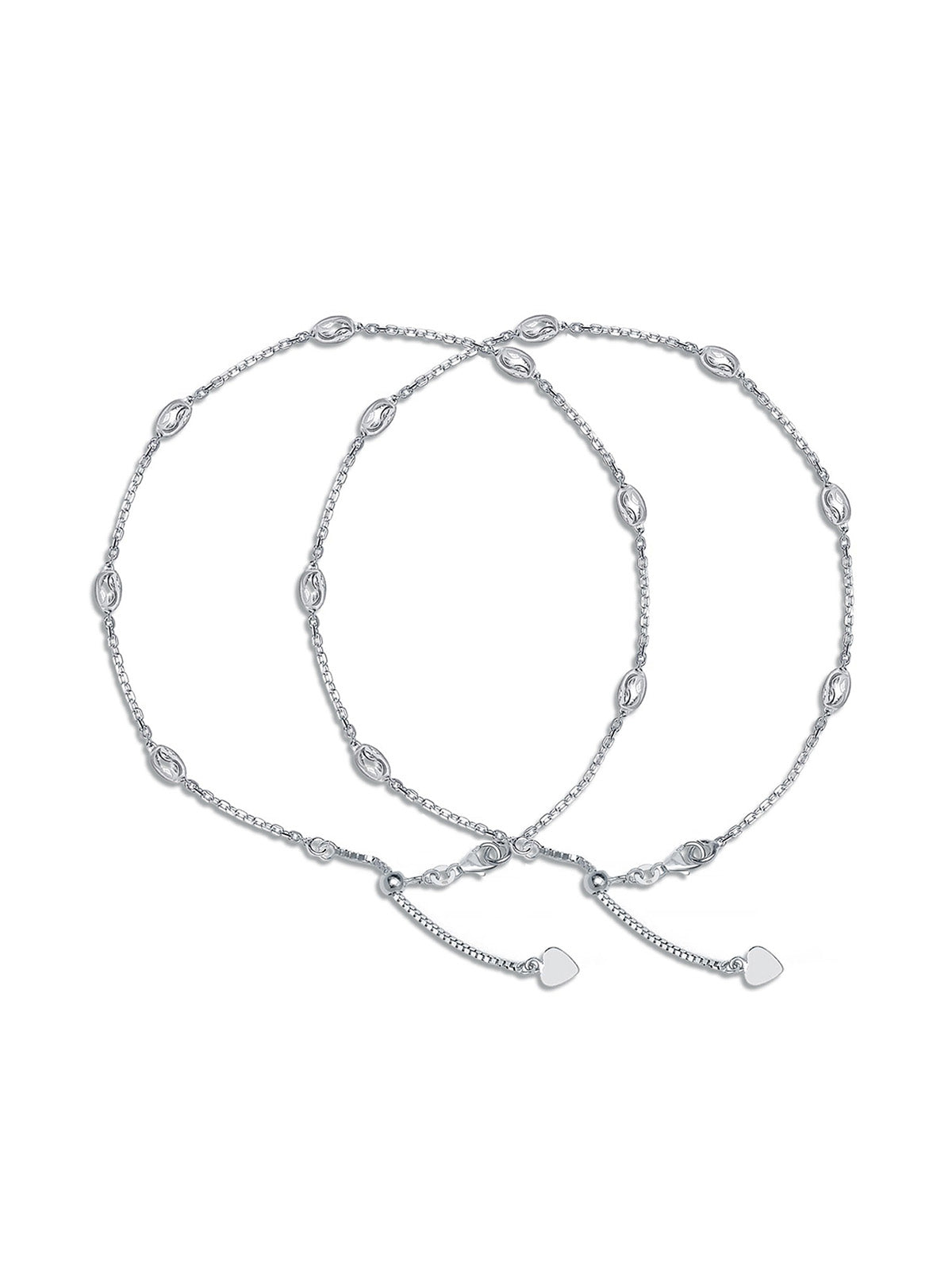 Luna Diamond-Cut Oval Bead Station Women's Anklet