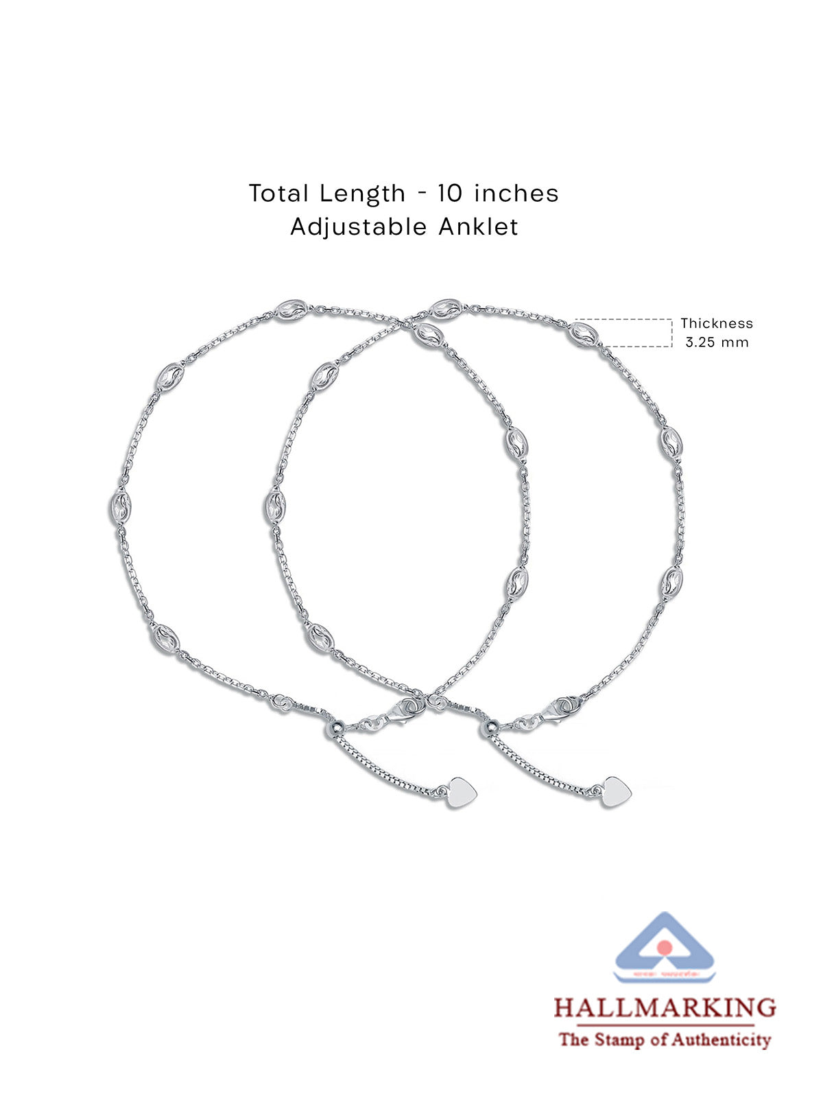 Luna Diamond-Cut Oval Bead Station Women's Anklet