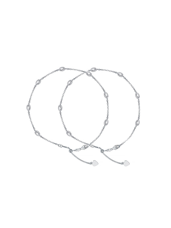 Silver Gleam Diamond-Cut Beaded Anklet