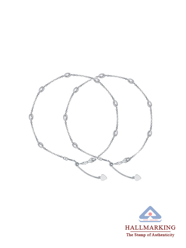 Silver Gleam Diamond-Cut Beaded Anklet