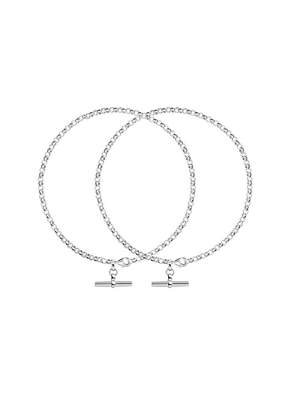 Silver Poise T-Bar Chain Anklet