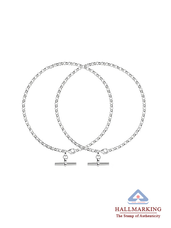 Silver Poise T-Bar Chain Anklet