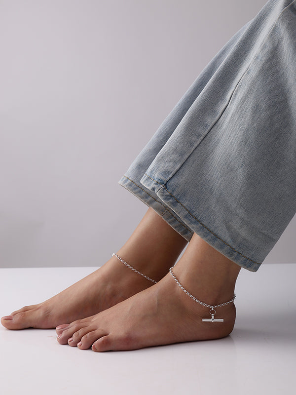 Silver Poise T-Bar Chain Anklet