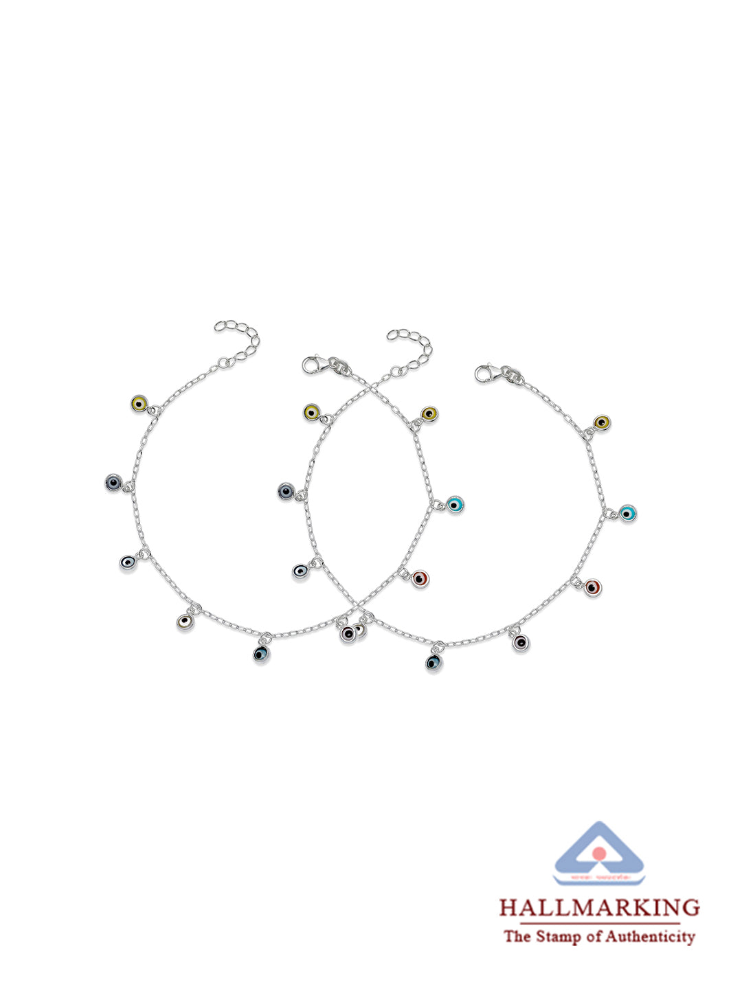 Silver Aura Evil Eye Disc Anklet