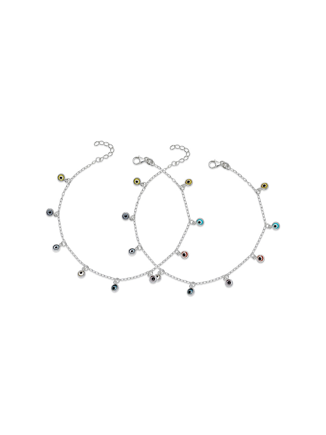 Silver Aura Evil Eye Disc Anklet
