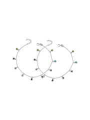 Silver Aura Evil Eye Disc Anklet