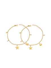 Ocean Whispers Starfish Seashell Charm Women's Anklet