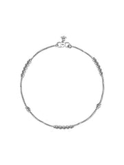 Aurora Diamond-Cut Silver Beaded Chain Anklet