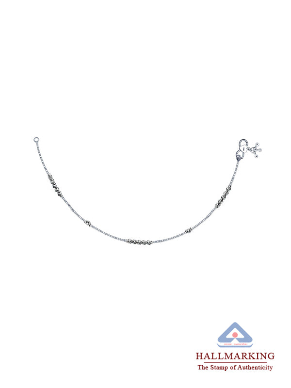 Aurora Diamond-Cut Silver Beaded Chain Anklet