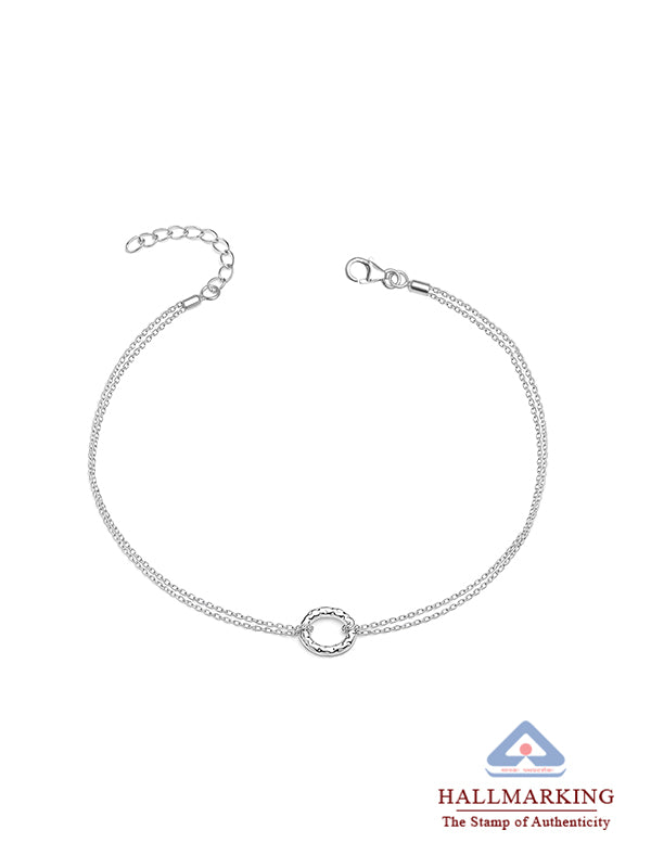 Infinity Gleam Adjustable Layered Circle Silver Anklet