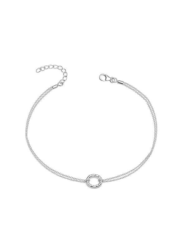 Infinity Gleam Adjustable Layered Circle Silver Anklet