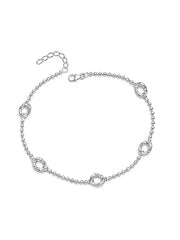 Silver Rhythm Textured Oval Link Anklet