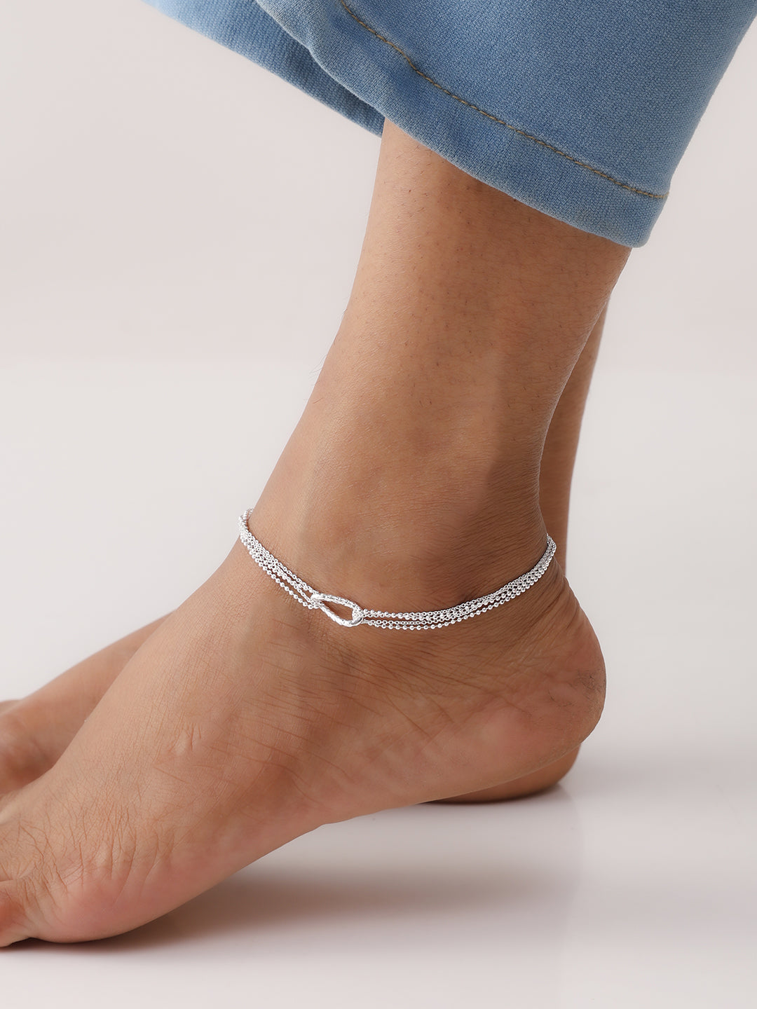Silver Harmony Multi-Chain Oval Link Anklet