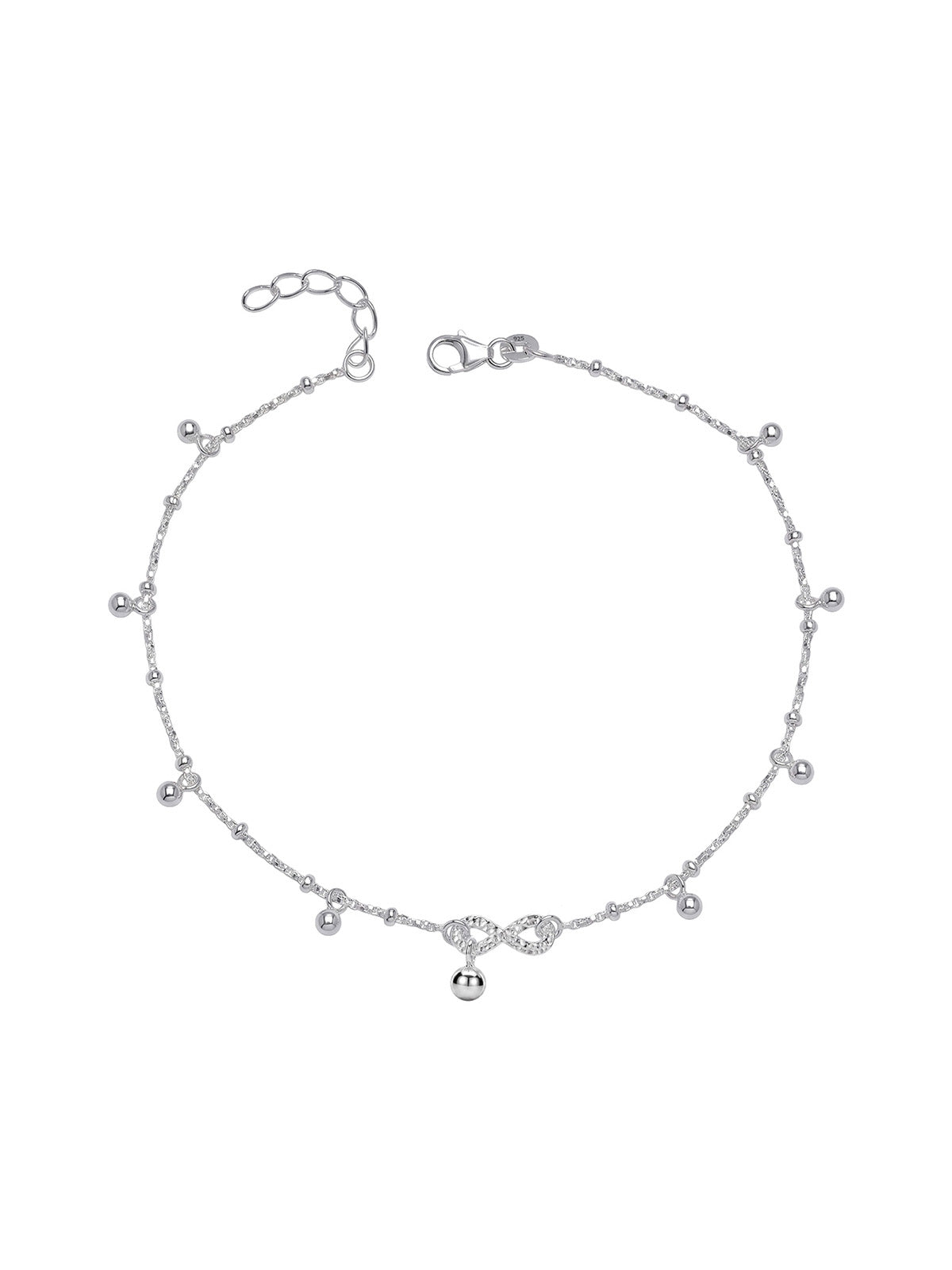 Silver Infinity Charm Beaded Anklet