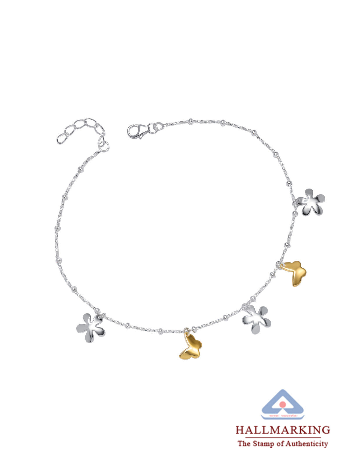 Multi Finish Charm Chain Anklet