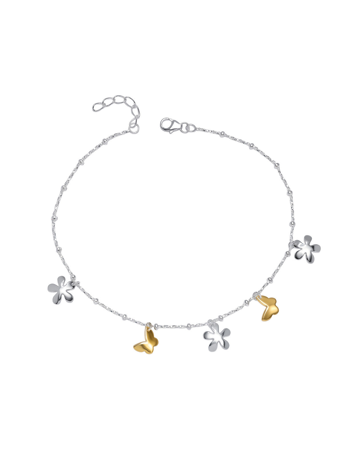Multi Finish Charm Chain Anklet