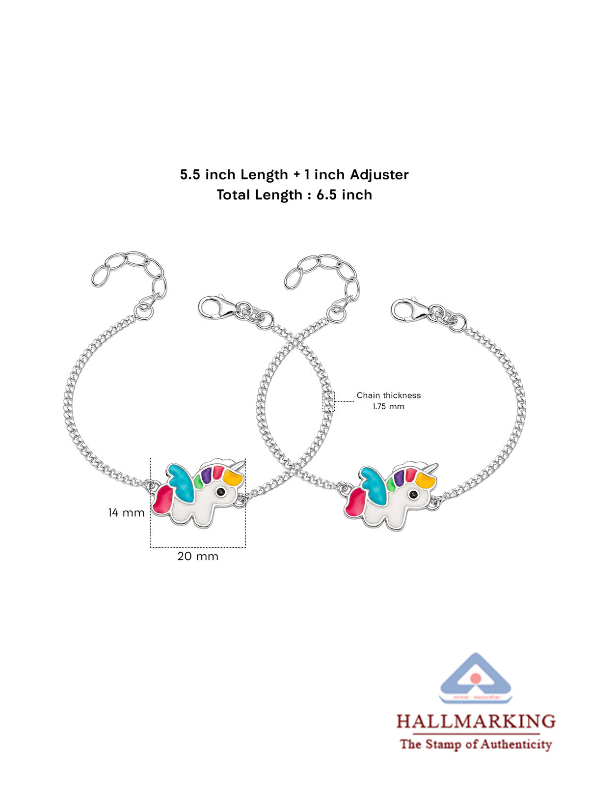 Rainbow Unicorn Charm Kids’ Anklet