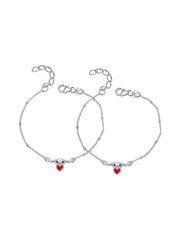 Silver Heart Charm Chain Anklet