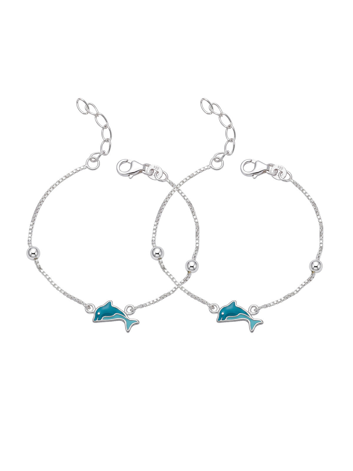 Silver Dolphin Charm Chain Anklet