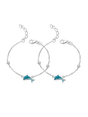 Silver Dolphin Charm Chain Anklet